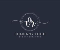 Initial VR feminine logo. Usable for Nature, Salon, Spa, Cosmetic and Beauty Logos. Flat Vector Logo Design Template Element.