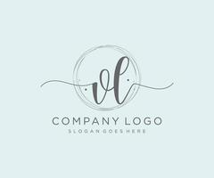 Initial VL feminine logo. Usable for Nature, Salon, Spa, Cosmetic and Beauty Logos. Flat Vector Logo Design Template Element.