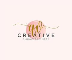 initial QV Feminine logo beauty monogram and elegant logo design, handwriting logo of initial signature, wedding, fashion, floral and botanical with creative template. vector