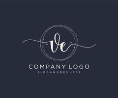 Initial VE feminine logo. Usable for Nature, Salon, Spa, Cosmetic and Beauty Logos. Flat Vector Logo Design Template Element.