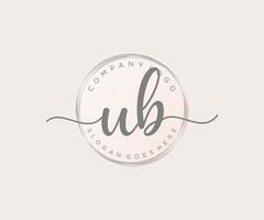 Initial UB feminine logo. Usable for Nature, Salon, Spa, Cosmetic and Beauty Logos. Flat Vector Logo Design Template Element.