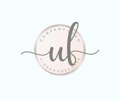 logo femenino inicial uf. utilizable para logotipos de naturaleza, salón, spa, cosmética y belleza. elemento de plantilla de diseño de logotipo de vector plano.