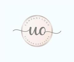 Initial UO feminine logo. Usable for Nature, Salon, Spa, Cosmetic and Beauty Logos. Flat Vector Logo Design Template Element.