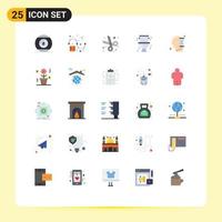 25 Universal Flat Color Signs Symbols of mind system back to school plumbing mechanical Editable Vector Design Elements