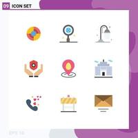 Mobile Interface Flat Color Set of 9 Pictograms of easter pin park location shield Editable Vector Design Elements