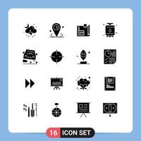 Modern Set of 16 Solid Glyphs and symbols such as power energy placeholder cook page Editable Vector Design Elements