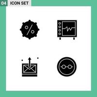 Pack of 4 creative Solid Glyphs of discount mail beat medical technology Editable Vector Design Elements