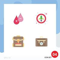 Mobile Interface Flat Icon Set of 4 Pictograms of blood bag plus festival service Editable Vector Design Elements