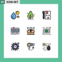 Set of 9 Modern UI Icons Symbols Signs for platform funding tree crowdfunding development Editable Vector Design Elements