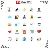 Mobile Interface Flat Color Set of 25 Pictograms of watchtower observatory arrow ireland passport Editable Vector Design Elements