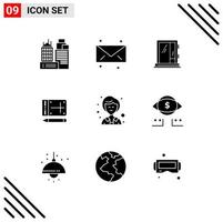 9 Universal Solid Glyphs Set for Web and Mobile Applications female education window online mobile Editable Vector Design Elements