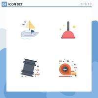 Set of 4 Modern UI Icons Symbols Signs for boat environment vessel mop pollution Editable Vector Design Elements