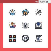 Set of 9 Modern UI Icons Symbols Signs for reject office computing employee test Editable Vector Design Elements