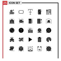 Modern Set of 25 Solid Glyphs Pictograph of discount station format bus navigation Editable Vector Design Elements