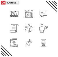 User Interface Pack of 9 Basic Outlines of avatar gym communication exercise script Editable Vector Design Elements