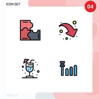 Mobile Interface Filledline Flat Color Set of 4 Pictograms of education summer puzzle pieces down right signal Editable Vector Design Elements