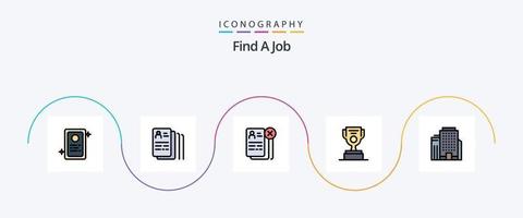 Find A Job Line Filled Flat 5 Icon Pack Including building. cup. career. award. job vector