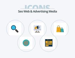 seo web y medios publicitarios paquete de iconos planos 5 diseño de iconos. altoparlante. vocero. hospedaje SEO Internet vector