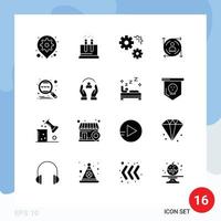 16 Thematic Vector Solid Glyphs and Editable Symbols of analysis arrow science predication service Editable Vector Design Elements