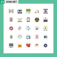 25 Thematic Vector Flat Colors and Editable Symbols of framing web money video media Editable Vector Design Elements