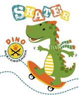 Vector illustration of dinosaur cartoon playing skateboard