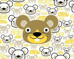 Seamless pattern vector with funny mouse cartoon with cheese