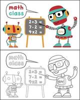 dibujos animados de robots estudiando matemáticas vector