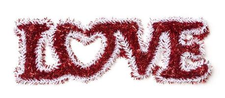 The Word Love Shaped White and Red Tinsel photo