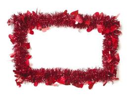 Red Tinsel with Hearts Border Frame photo