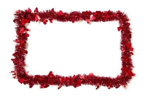Red Tinsel with Hearts Border Frame photo