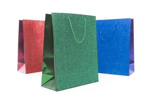 Set of Three Multicolored Glitter Gift Bags photo