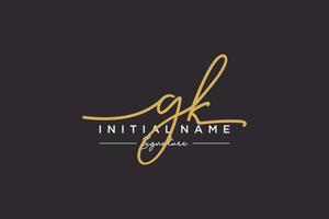 Initial GK signature logo template vector. Hand drawn Calligraphy lettering Vector illustration.