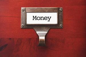 Lustrous Wooden Cabinet with Money File Label photo