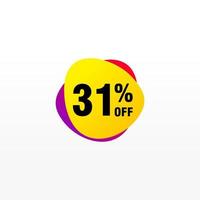 31 discount, Sales Vector badges for Labels, , Stickers, Banners, Tags, Web Stickers, New offer. Discount origami sign banner.