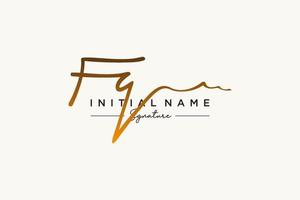 Initial FQ signature logo template vector. Hand drawn Calligraphy lettering Vector illustration.