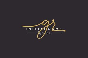 Initial GR signature logo template vector. Hand drawn Calligraphy lettering Vector illustration.