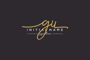 Initial GU signature logo template vector. Hand drawn Calligraphy lettering Vector illustration.