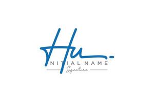 Initial HU signature logo template vector. Hand drawn Calligraphy lettering Vector illustration.