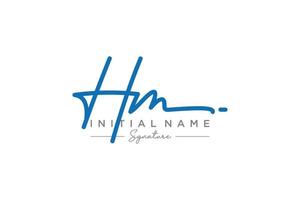 Initial HM signature logo template vector. Hand drawn Calligraphy lettering Vector illustration.