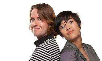 Diverse Caucasian Male and Multiethnic Female Portrait photo