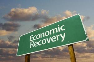 Economic Recovery Green Road Sign photo