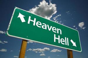 Heaven, Hell Green Road Sign photo