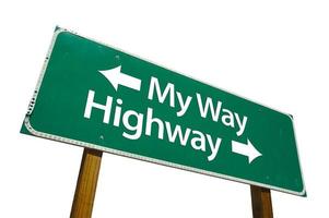 My Way, Highway Green Road Sign photo