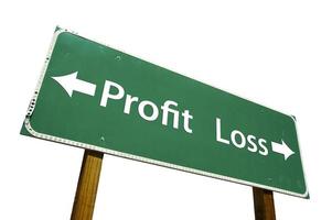 Profit, Loss Green Road Sign photo