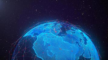 Worldwide network connection. Global blue background of planet Earth. Big data. High-tech user interface. 3d rendering. photo