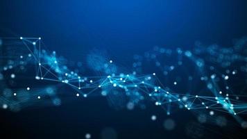 Abstract blue digital background. Visualization of big data. Network connection. Worldwide connection to the Internet. Scientific background with lines and dots. 3d rendering. photo