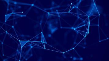 Abstract blue background with moving lines and dots. The concept of big data, technology and science. Worldwide network connection. 3d rendering. photo