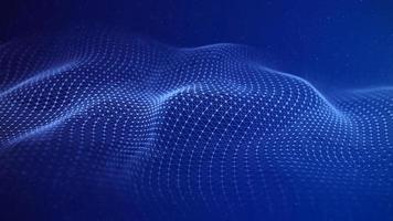 A wave with connecting dots and lines. Futuristic relief on a blue background. Visualization of big data. 3d rendering. photo