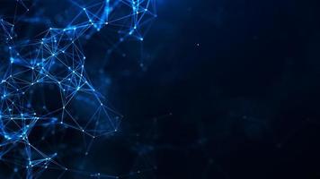 Abstract blue background with moving lines and dots. The concept of big data, technology and science. Worldwide network connection. 3d rendering. photo