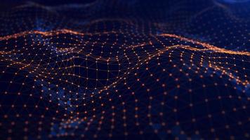 A wave of connecting lines and dots. The concept of big data. Abstract background of golden dots and lines. 3d rendering. photo